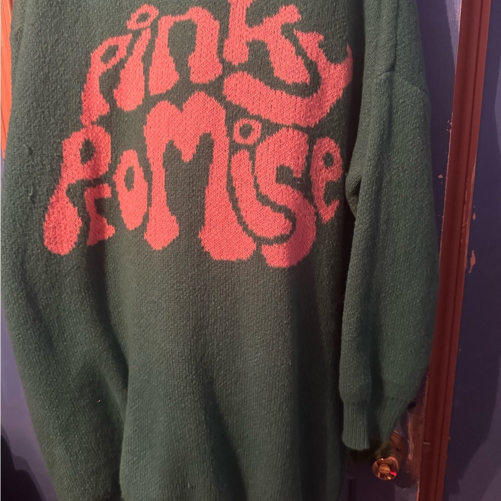 SHEIN Green and Pink Sweater